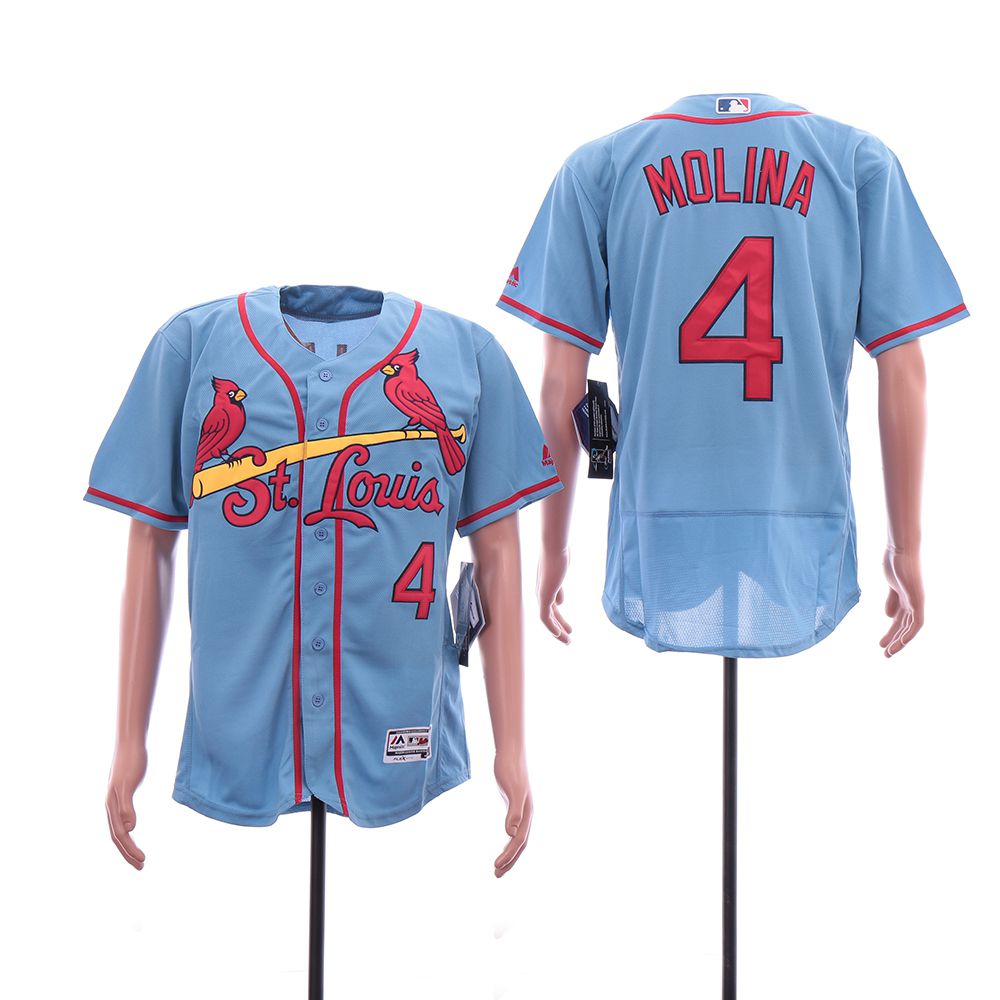 Men St. Louis Cardinals 4 Molina Blue Elite MLB Jerseys